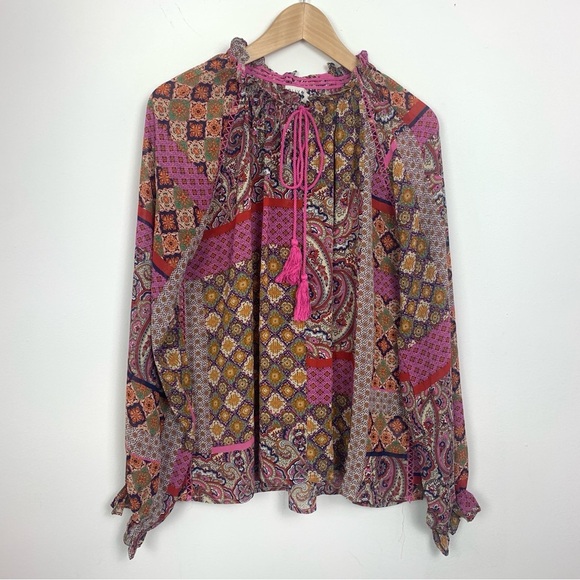 Molly Bracken Boho Patchwork Paisley Blouse - Picture 3 of 8